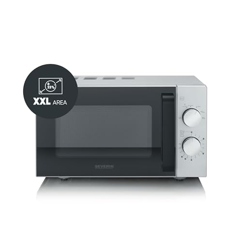 Detalle de SEVERIN MW 9184 Solo-Mikrowelle mit Glasboden – 20 L, 800 W, Schwarz/Edelstahl matt