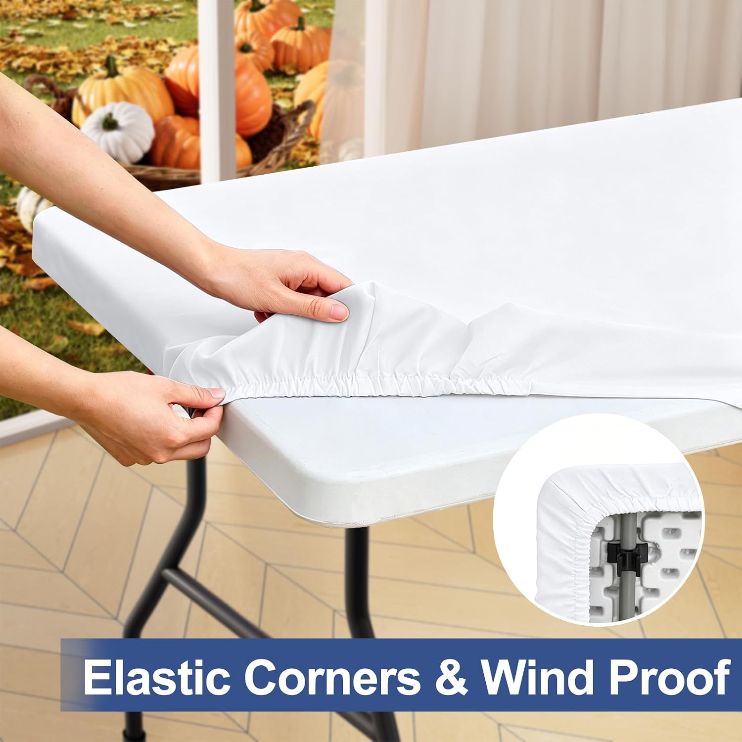 Detalle de homing Rectangle Table Cloth Cover (Waterproof Elastic Fitted), 30" x 72" for 6 Foot Folding Tables