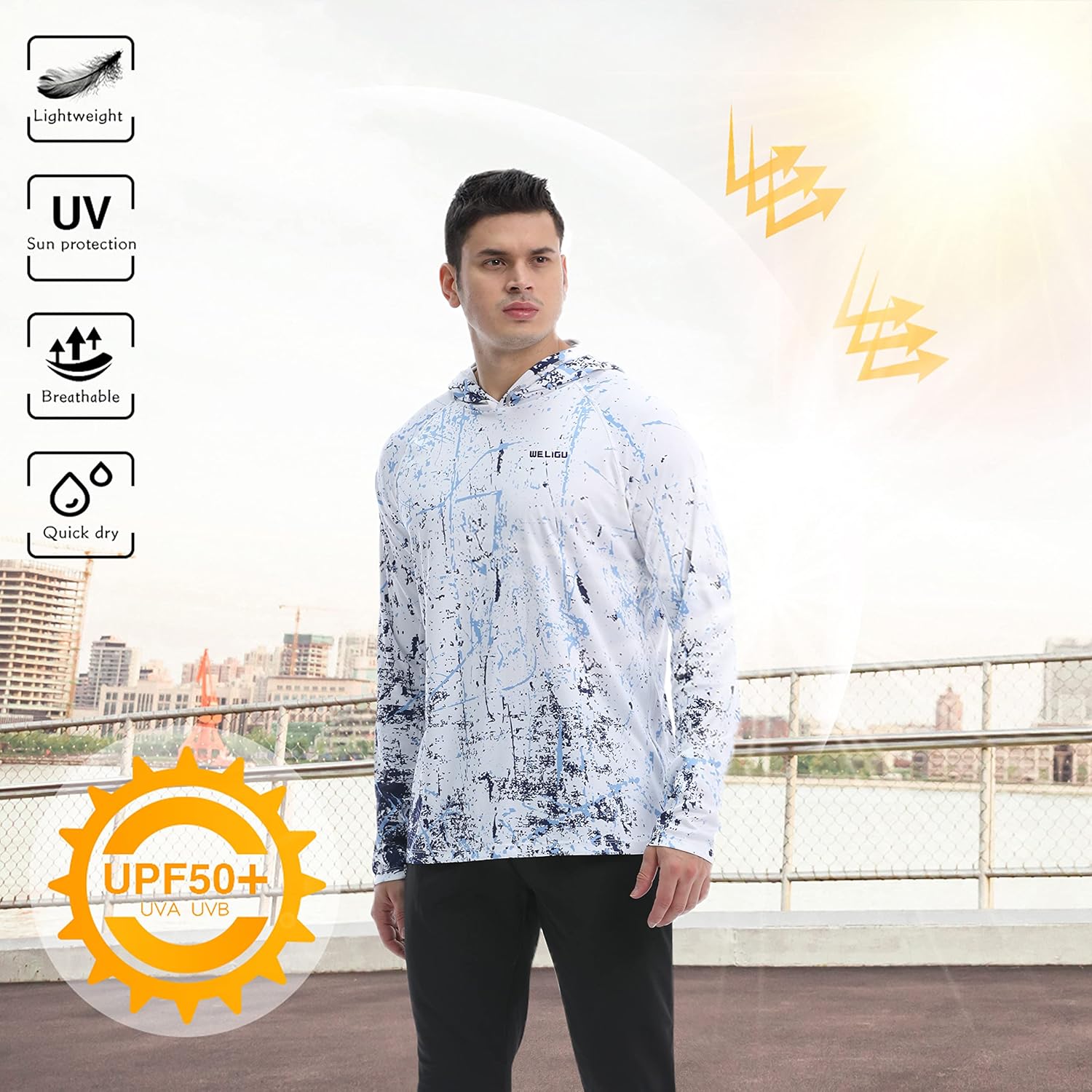Thumbnail 3 de Men's UPF 50+ Sun Protection Hoodie Shirt – Long Sleeve Lightweight UV Shirt for Outdoor Activities