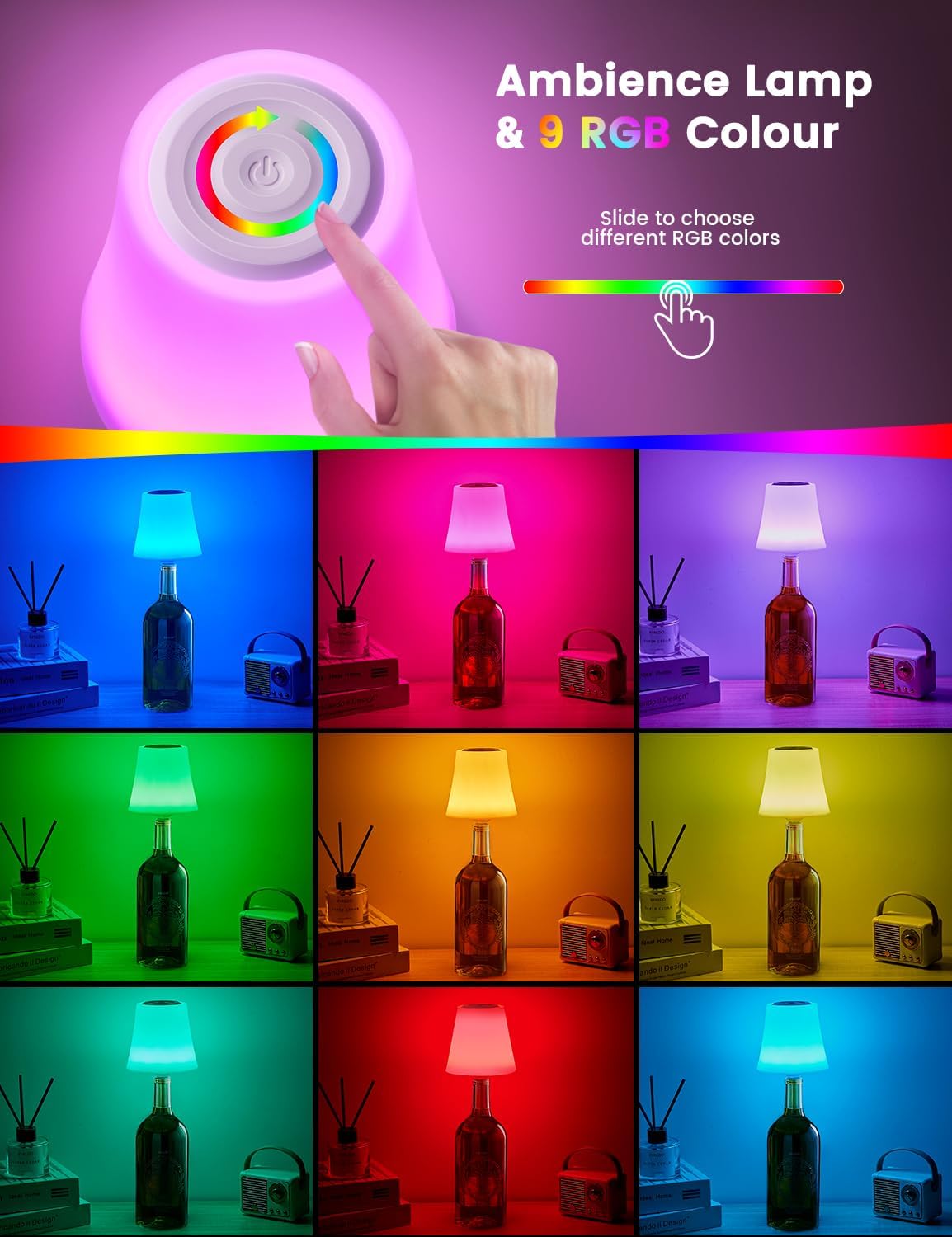Detalle de Lámpara LED para botella recargable 5200 mAh