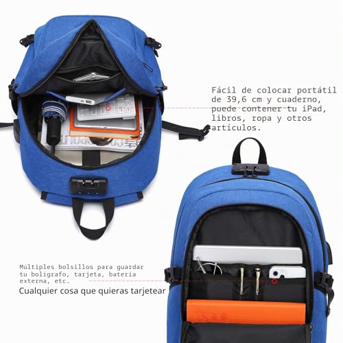 Detalle de Mochila antirrobo para laptop WENIG 15,6" con puerto USB y carga integrada