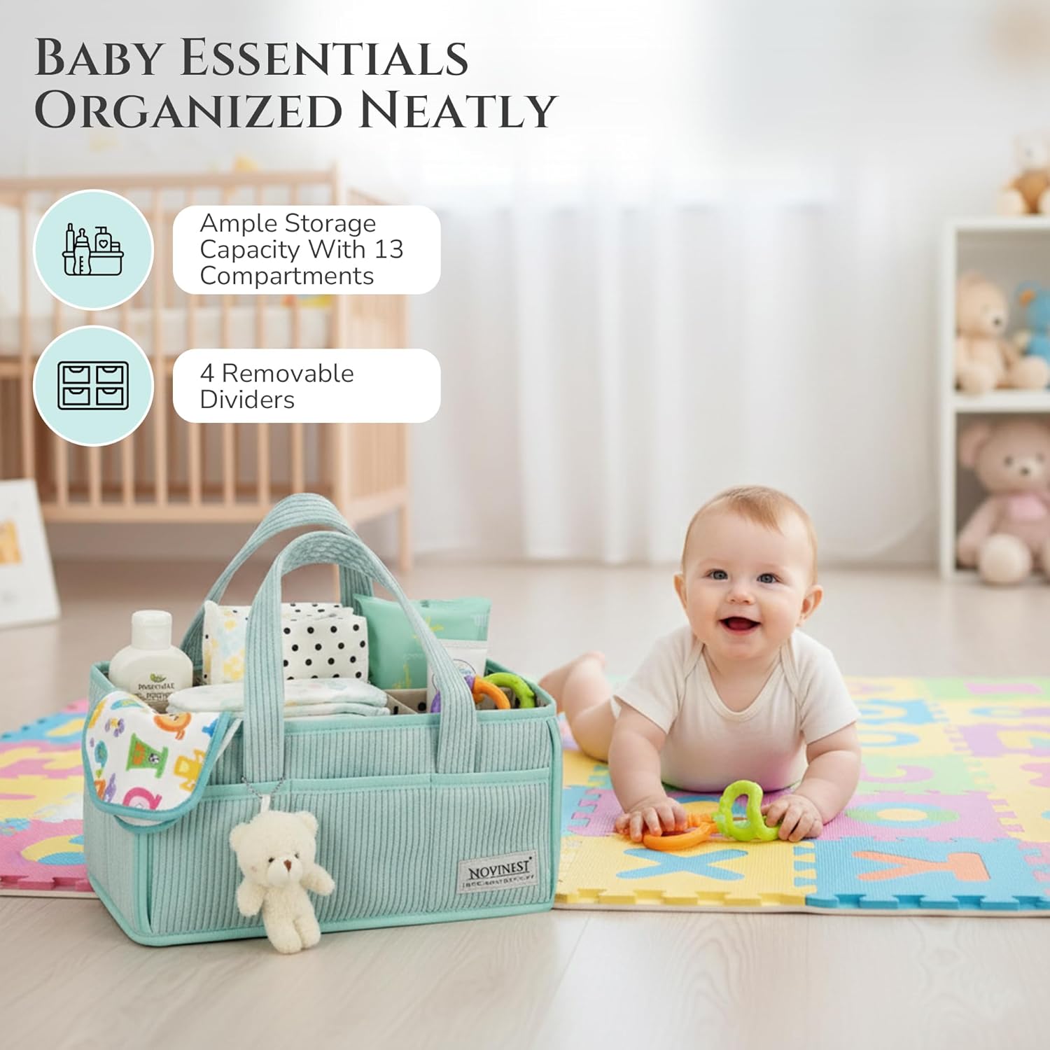 Thumbnail 3 de UPGRADED PREMIUM NOVINEST Nappy Caddy Organizer: All-in-One Nursery Storage for Home or On-the-Go