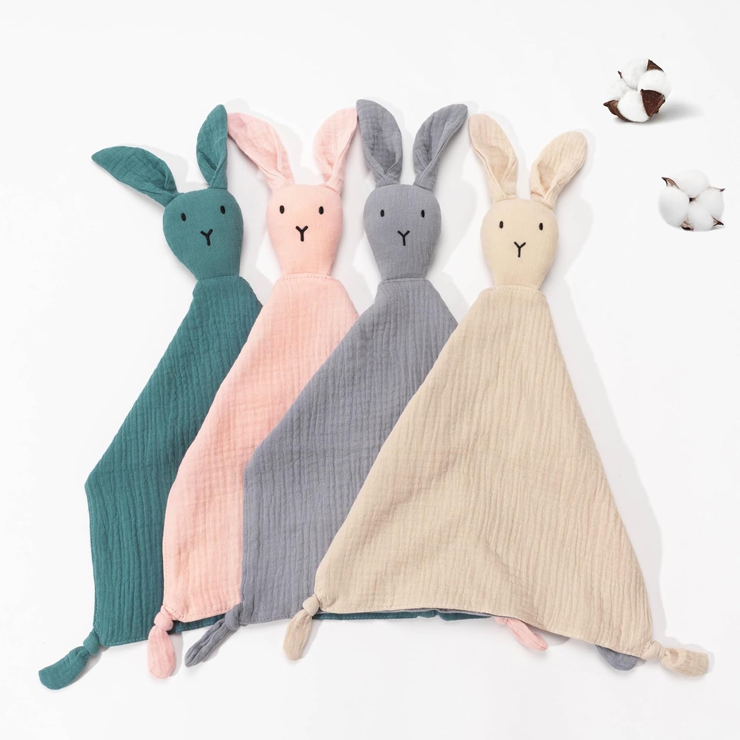 Thumbnail 5 de ZIGJOY Baby Comforter Blanket Muslin Cotton Bunny Lovey – 11x11in Khaki