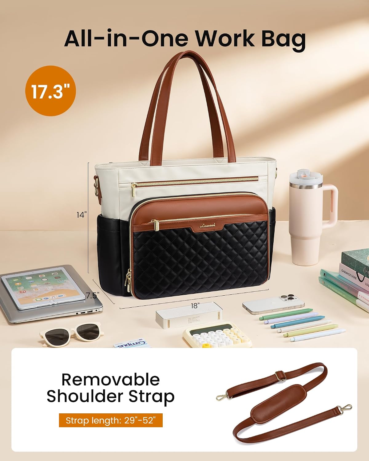 Detalle 2 de LOVEVOOK Teacher Tote Bag PU Leather
