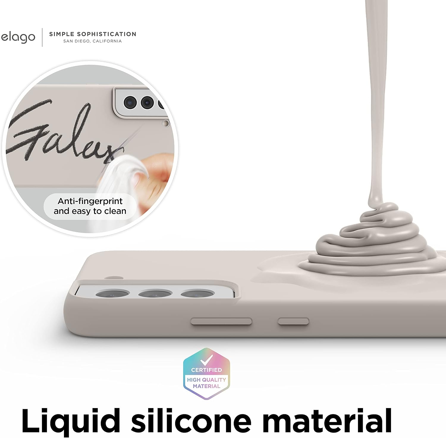 Detalle 2 de elago Coque en silicone liquide 3 couches pour Samsung Galaxy S22 Plus (6,6") – Stone