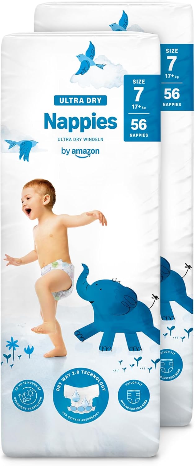 Detalle de By Amazon - 112 Ultra Dry Nappies, Taglia 7 (oltre 17 kg) – Quota multipack 2x56