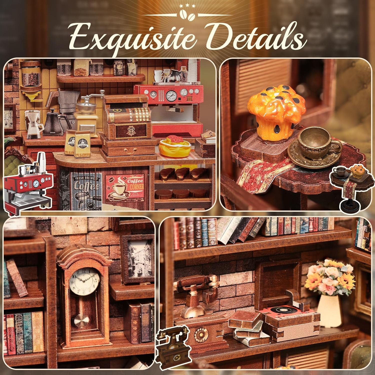 Thumbnail 3 de CUTEBEE Miniature Bookshelf Corner Kit 3D