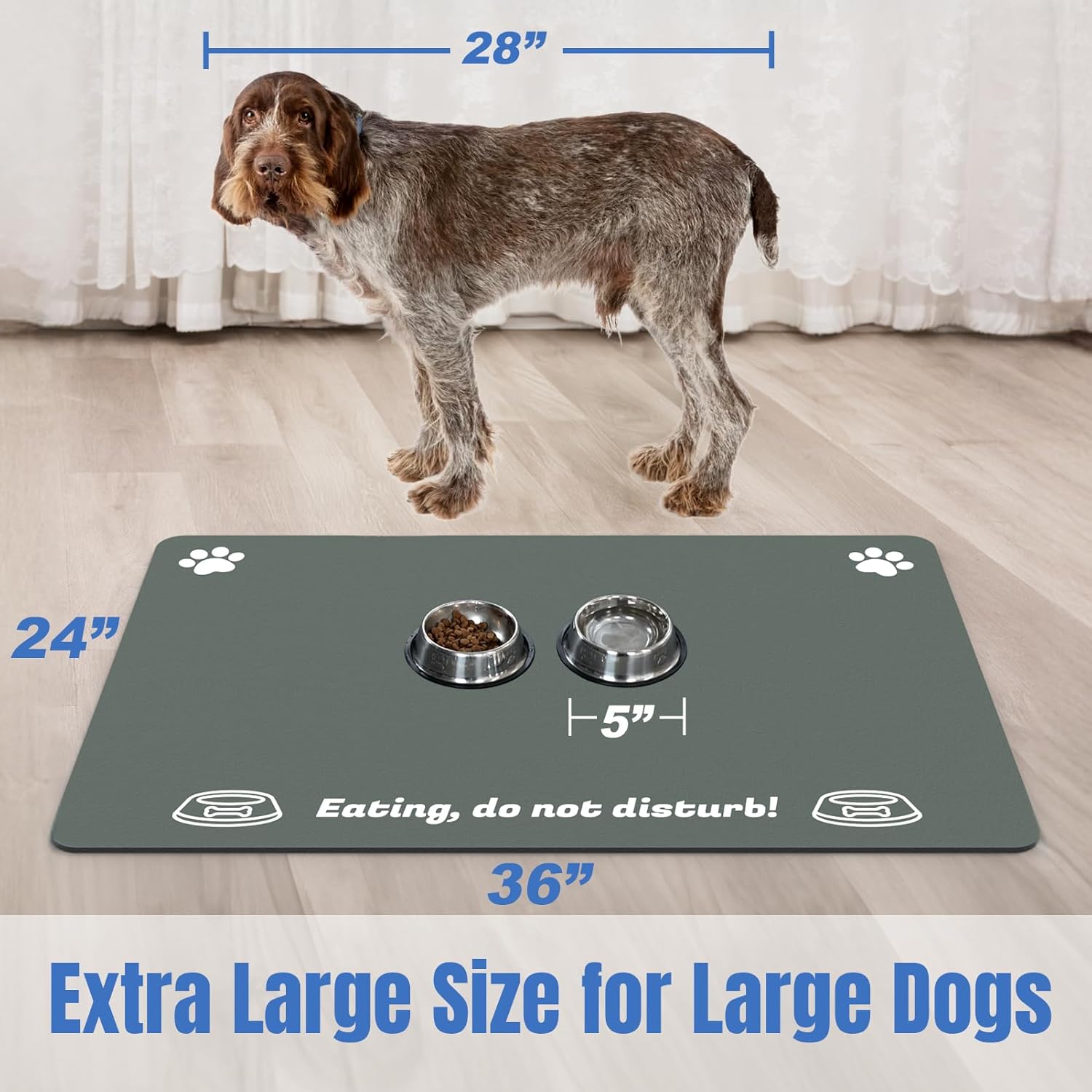 Detalle de Plentio Extra Large Pet Food Mat 36" x 24"