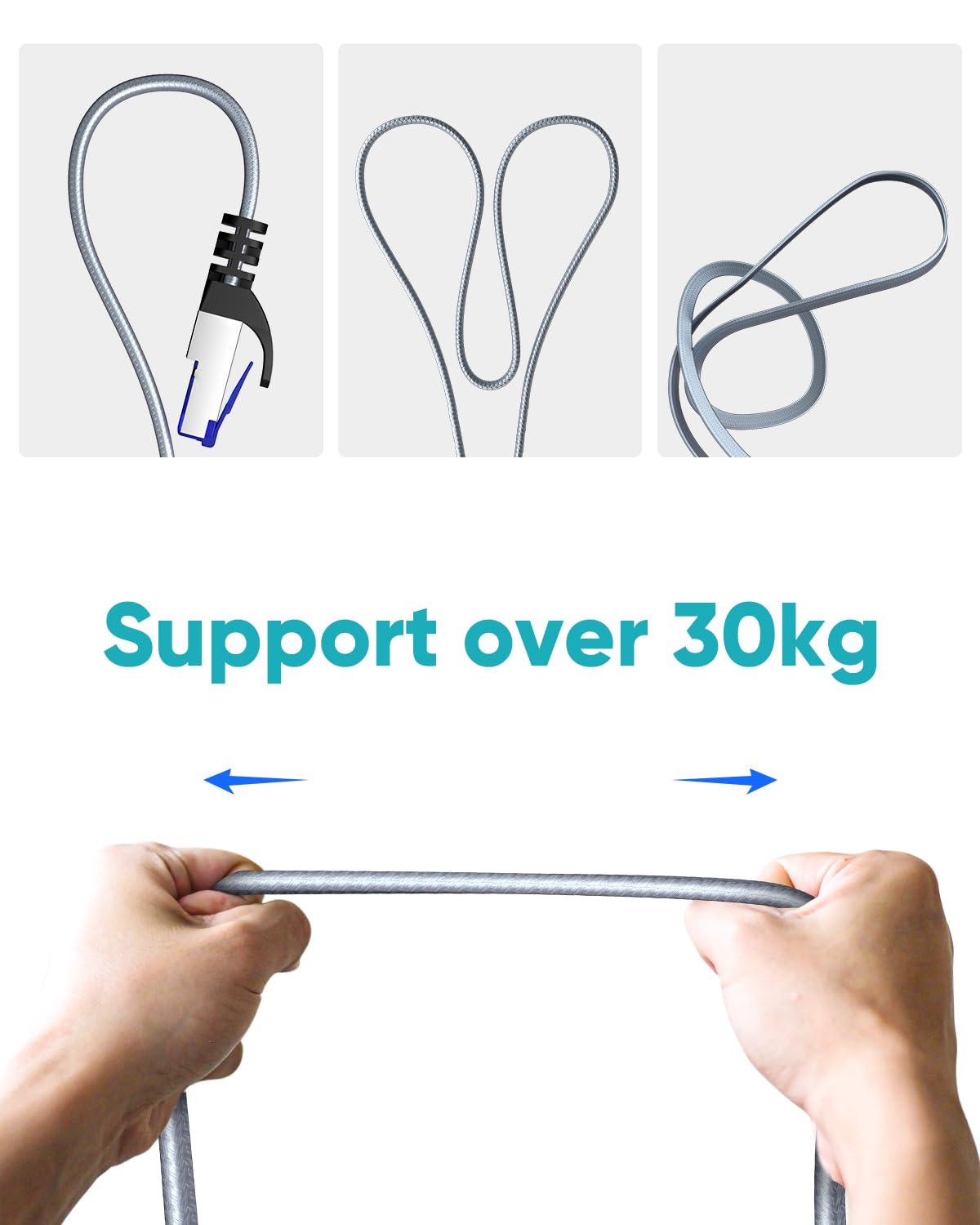 Thumbnail 5 de BUSOHE Cat 8 Ethernet Cable 0.5m (5 Pack) – High-speed braided flat RJ45 STP