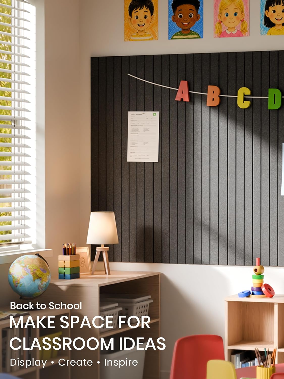 Detalle 1 de Bumusty FZB-L-12-8L-GY-UK Felt Bulletin Board, 12 Charcoal Gray Tiles