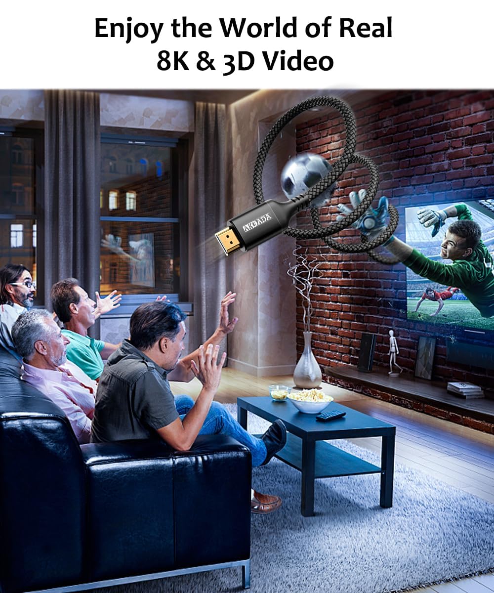 Thumbnail 2 de AkoaDa 8K HDMI Cable (HDMI 2.1, 48Gbps) – 7.5m for 8K@60Hz and 4K@120Hz (Black)