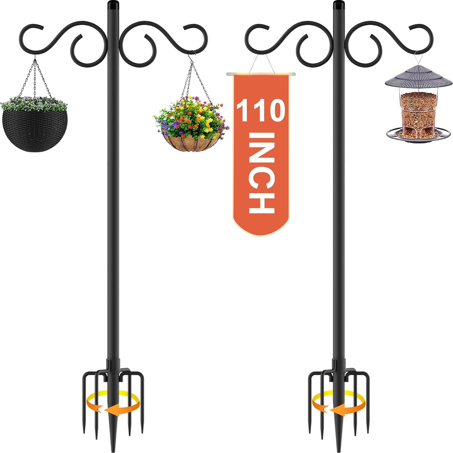 Detalle de RCUICA Double Shepherd's Hooks, 110-Inch