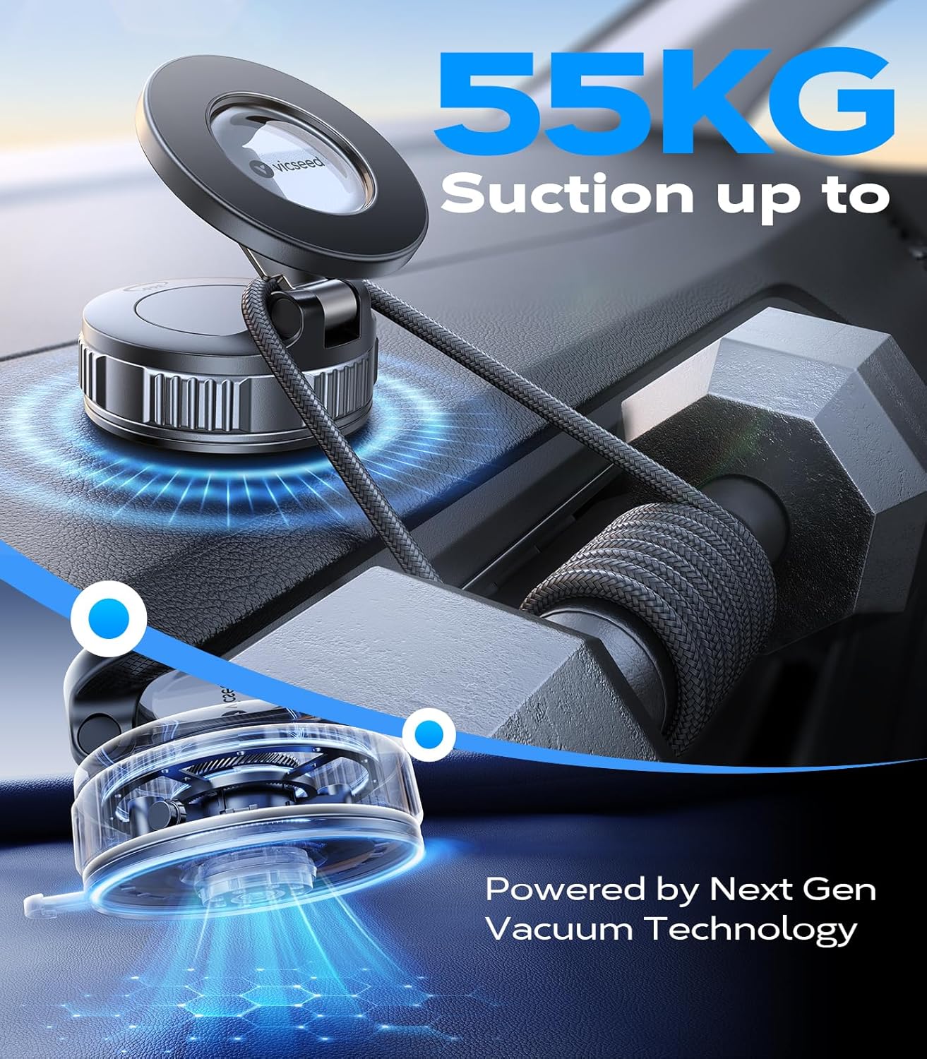 Detalle de VICSEED Magsafe Car Mount 55+KG suction