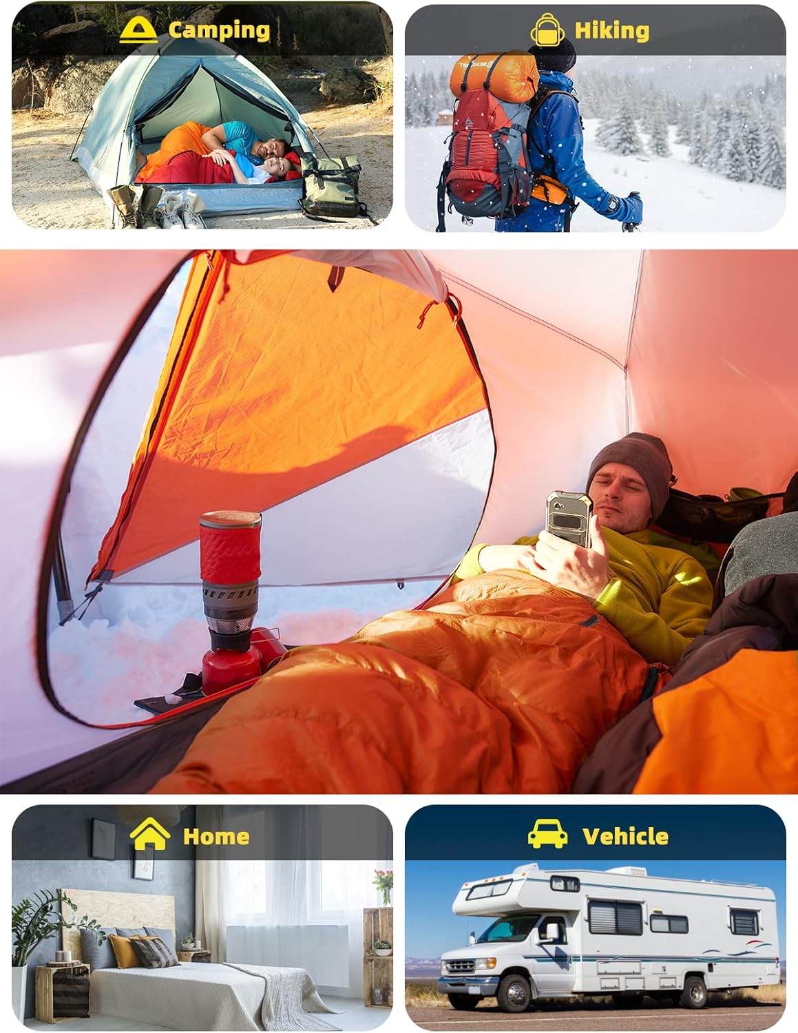 Thumbnail 4 de Bessport 4-Jahreszeiten Mumienschlafsack bis -10 °C (Wasserabweisend) – Reisestoff für Camping, Outdoor & Indoor