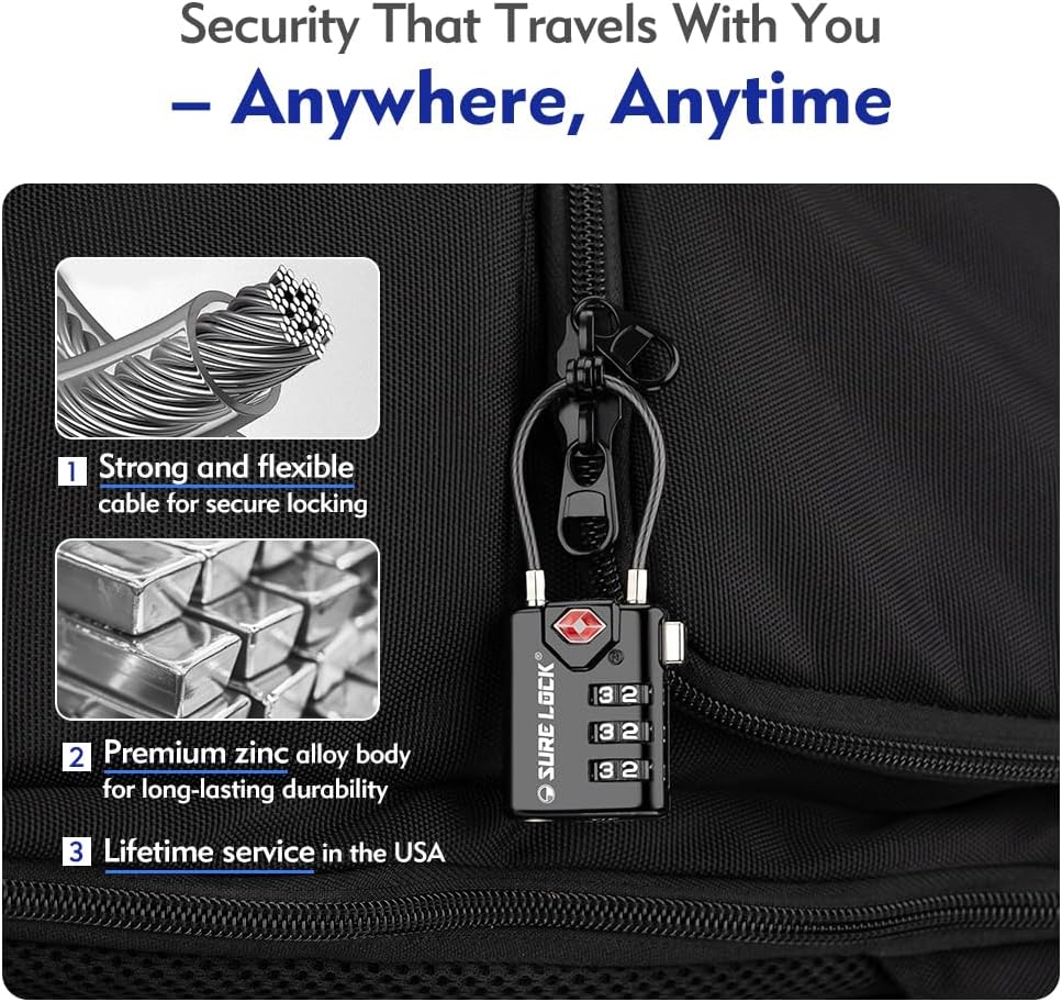 Detalle 2 de SURE LOCK TSA Travel Luggage Locks – 2 pack ⚙