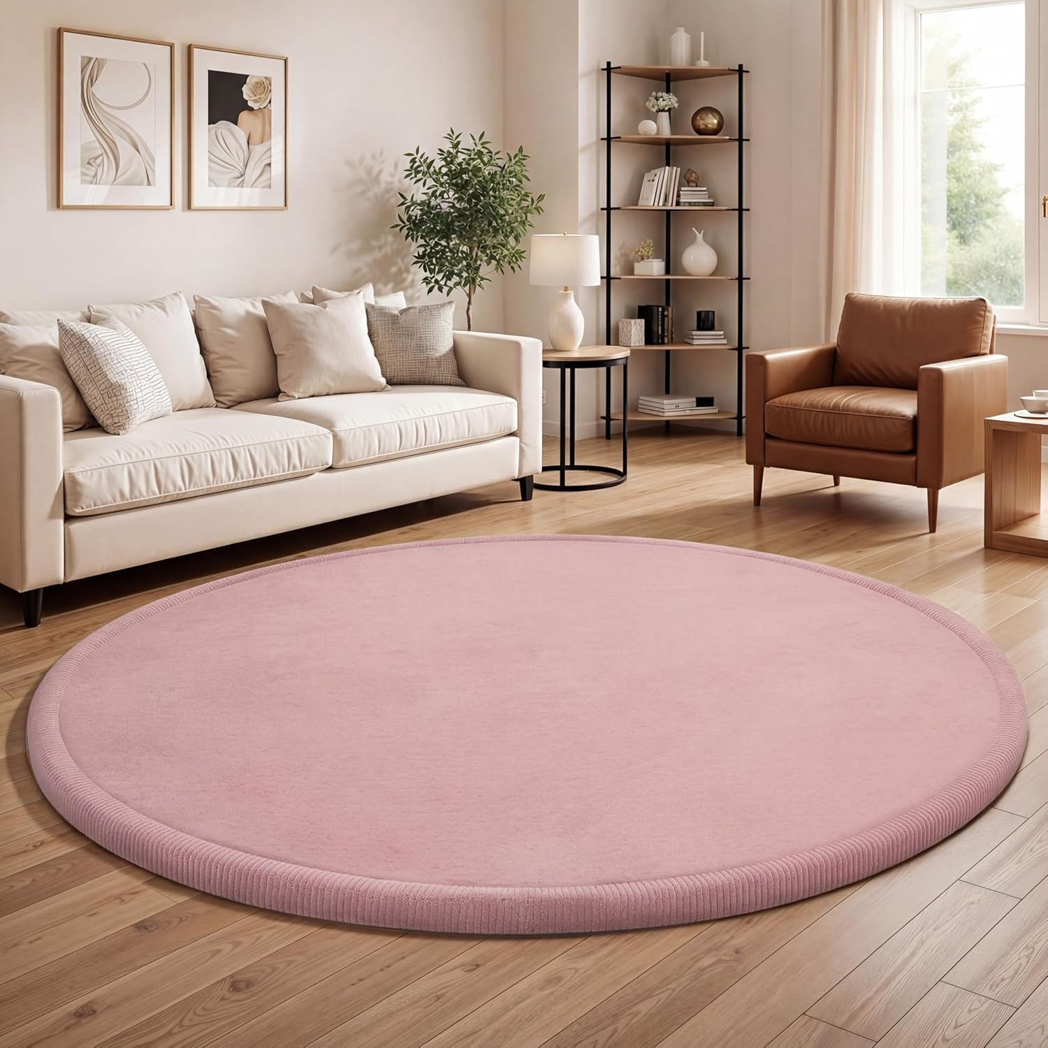 Thumbnail 2 de Paco Home Teppich Kinderzimmer Rund 80 cm in Pink – Weicher Spielteppich für Baby und Kind