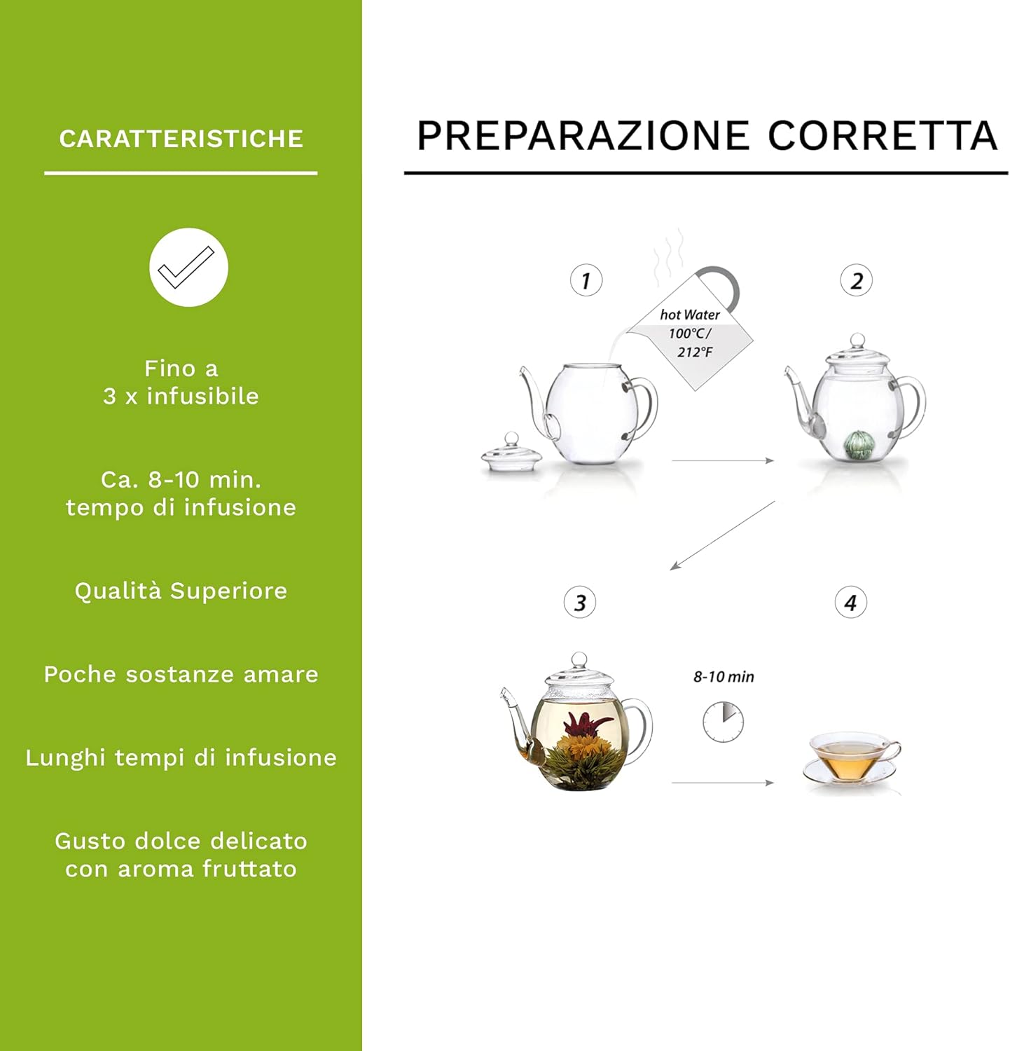 Thumbnail 2 de Creano Set Regalo 6 Fiori di Tè Verde in scatola magnetica elegante con goffratura argento