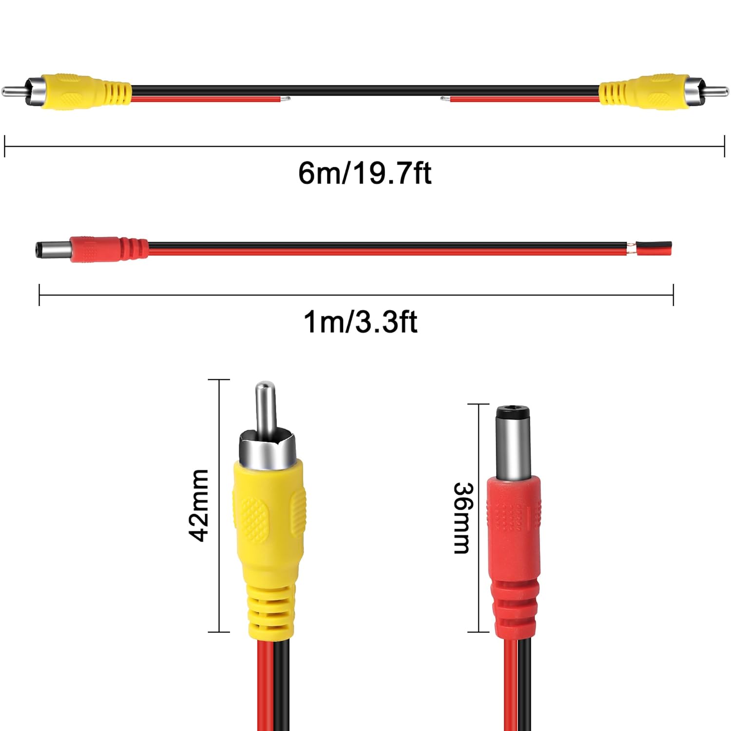 Thumbnail 6 de MEIRIYFA Backup Camera RCA Video Cable (6M) – RCA Male to Male with Trigger Wire, Double-Shielded