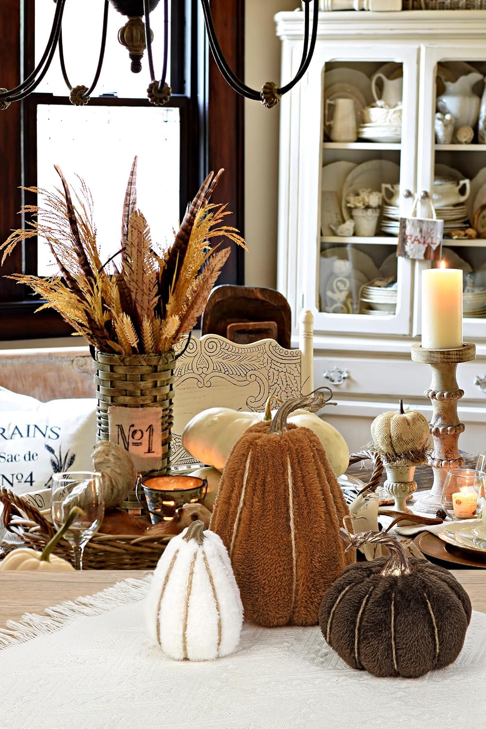 Detalle 2 de Oairse 3-piece faux sherpa pumpkins for autumn ๐