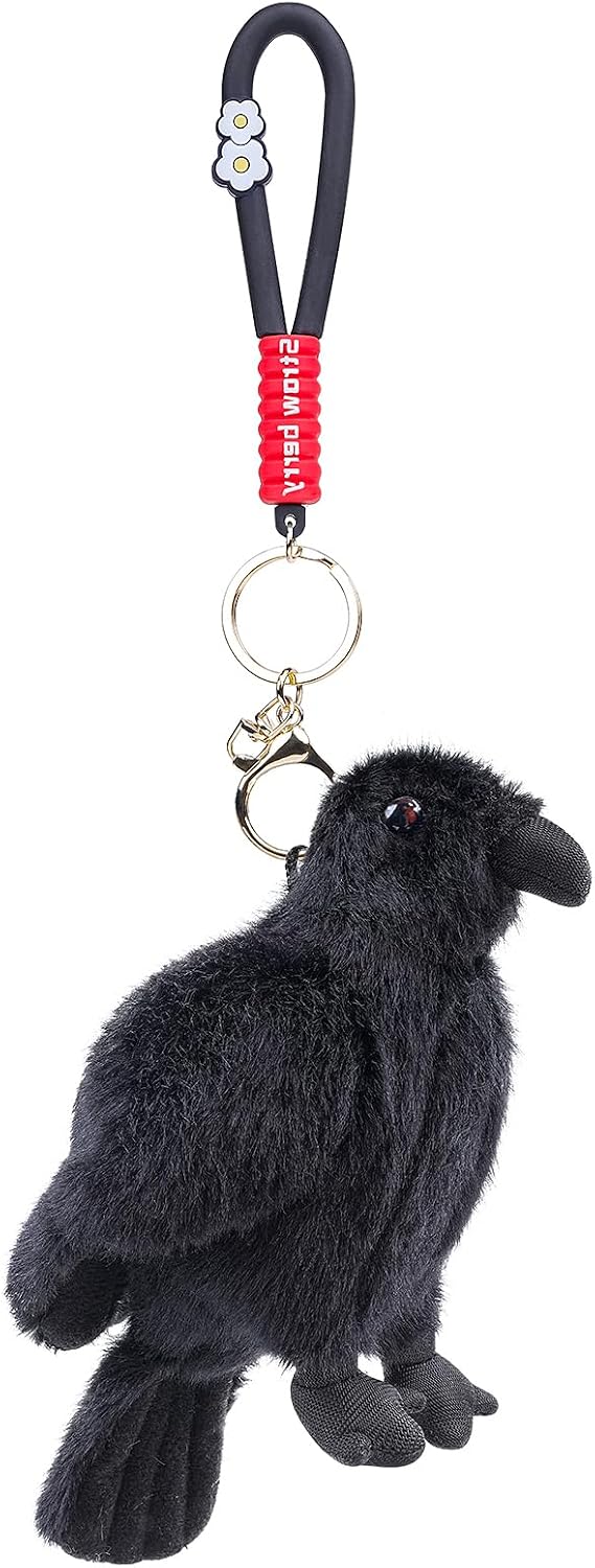 Detalle 2 de RLOMUTE Plush Toy Keychain: Anglerfish, Crow, Kiwi or Jellyfish Mini Bag Pendant