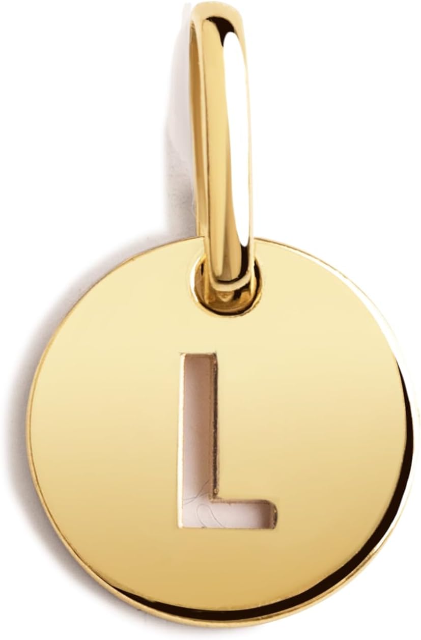 Detalle de SINGULARU Mini Medallion Letter, colgante letra L en plata 925 💍