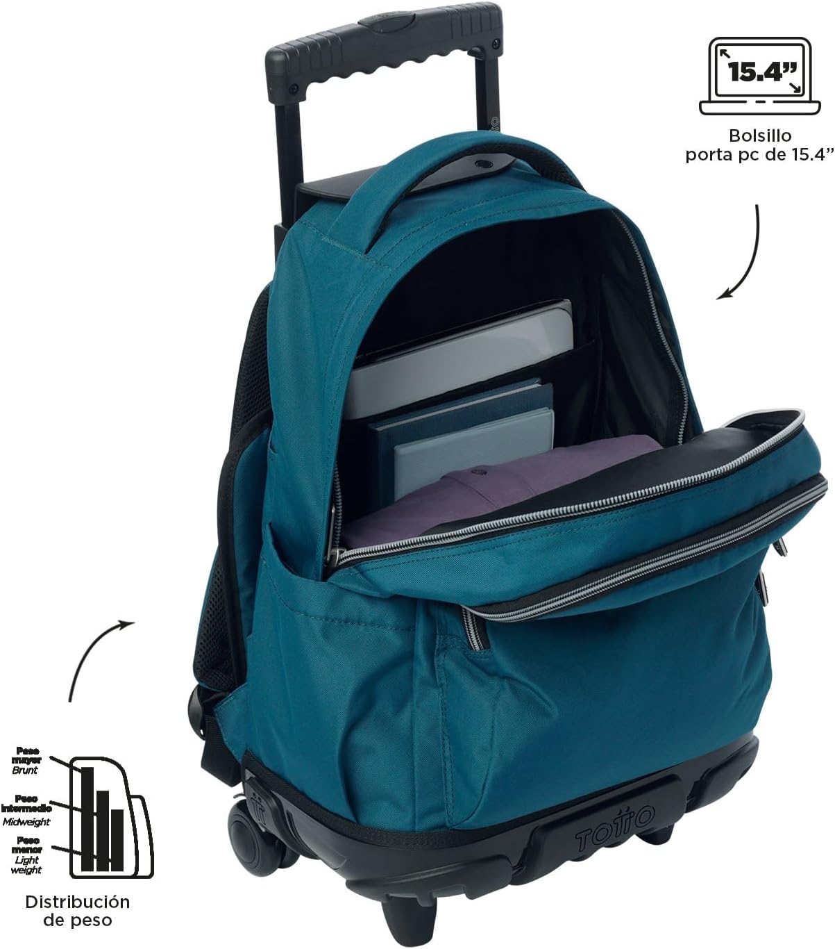 Detalle 2 de Totto Renglones Mochila escolar con ruedas 26,21 L