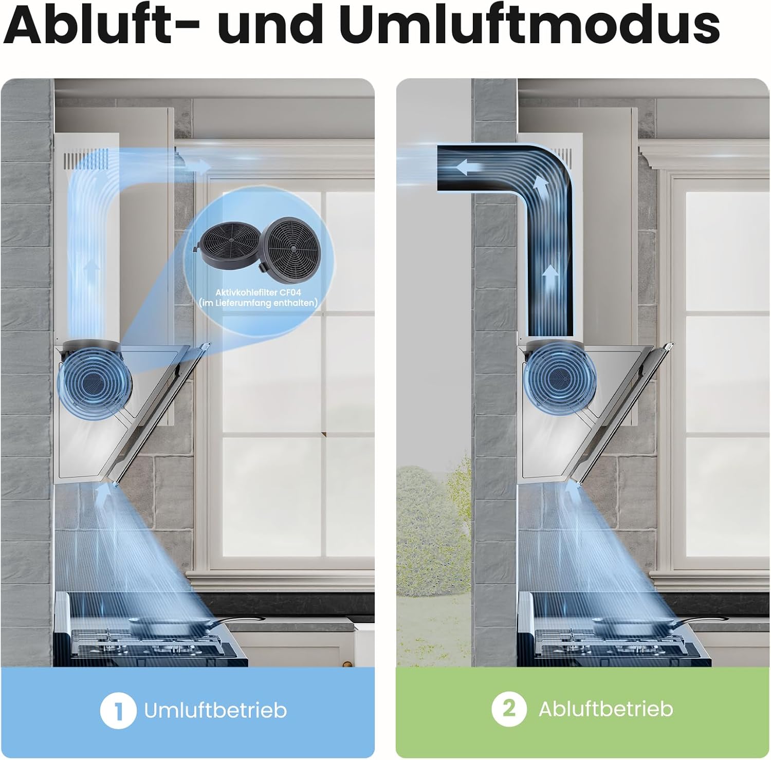 Thumbnail 2 de COMFEE' CH60J64ET4A2W Dunstabzugshaube 60 cm (A++), Umluft/Abluft, 380 m³/h, Edelstahl/Glas Touch