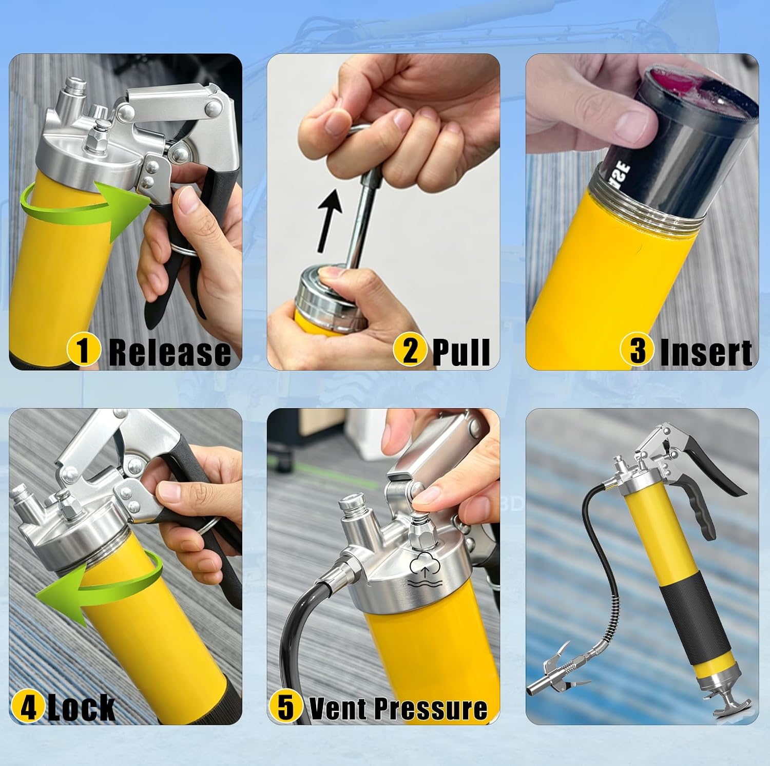Thumbnail 6 de CICZ Professional 8000 PSI Grease Gun Kit, 14 oz Pistol Grip