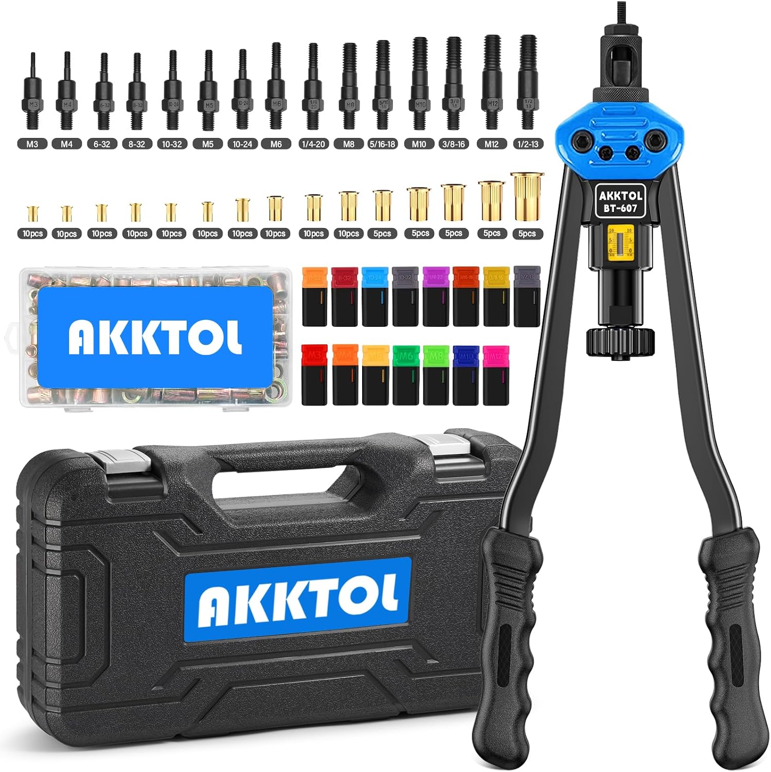 Detalle de AKKTOL Rivet Nut Tool Kit 16" with 125 pcs 🛠