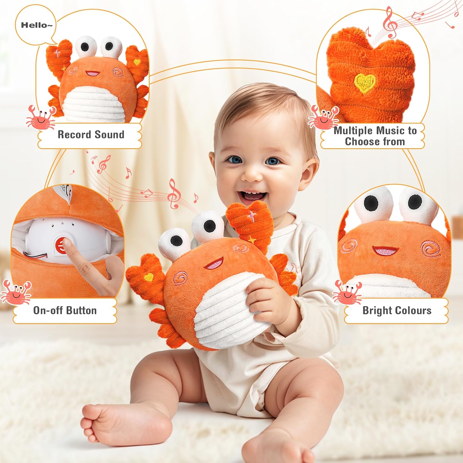 Thumbnail 4 de Vanplay Crawling Crab Toy — Sensory Plush for Babies 6–12 Months