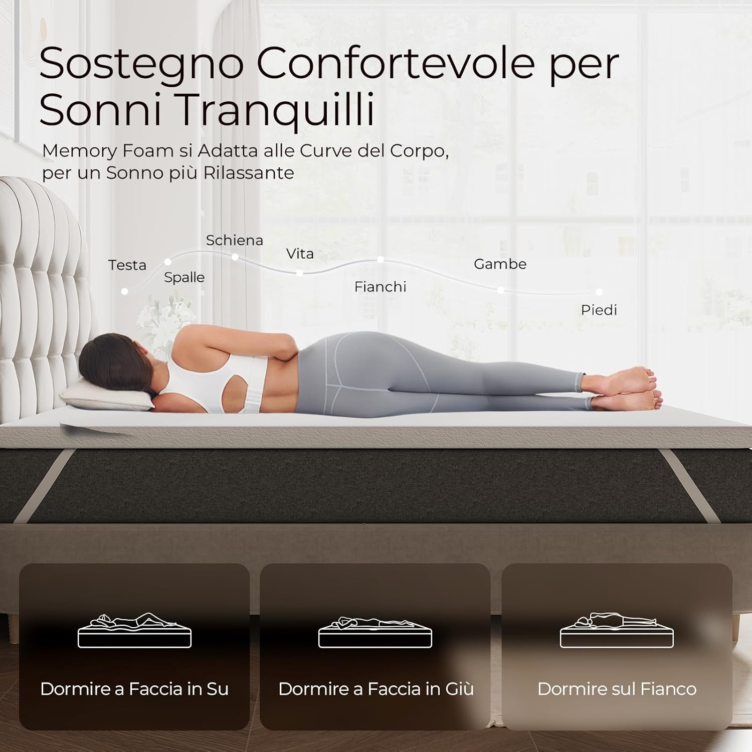 Detalle de Sweetnight Materasso Topper con Memory Foam in Gel 90x190 cm – 10 cm di spessore