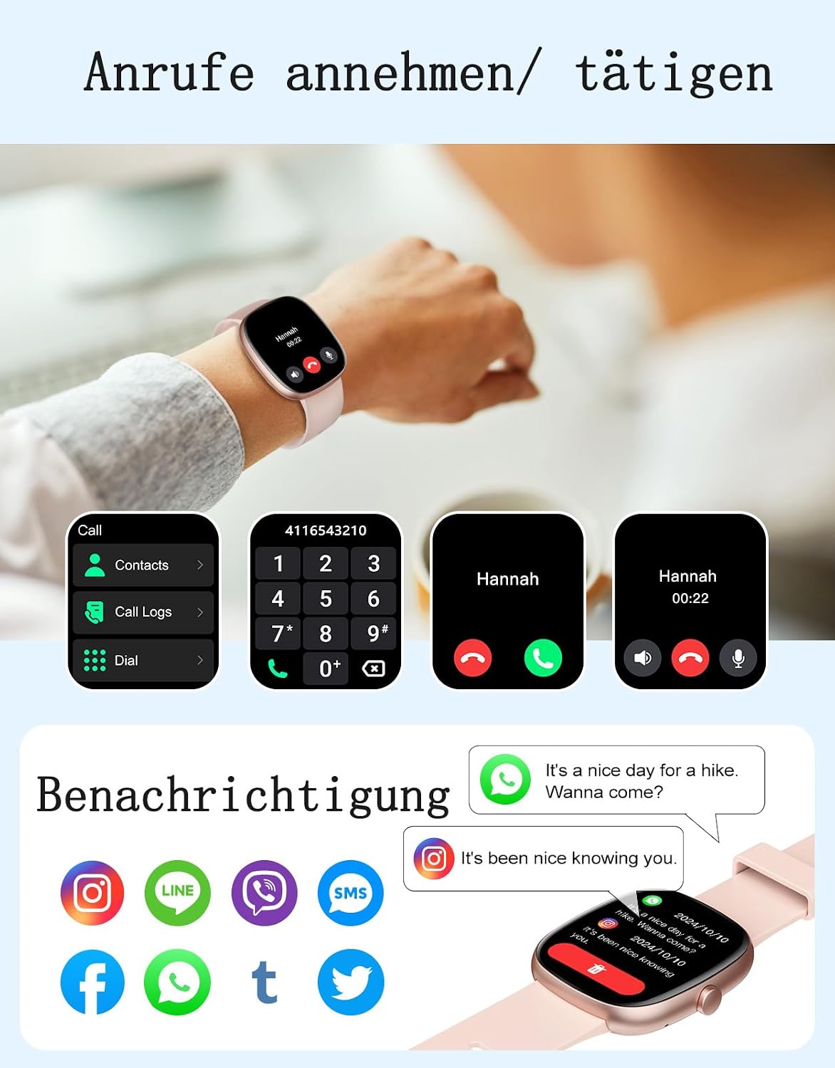 Detalle 2 de HUAKUA Smartwatch Damen mit Telefonfunktion