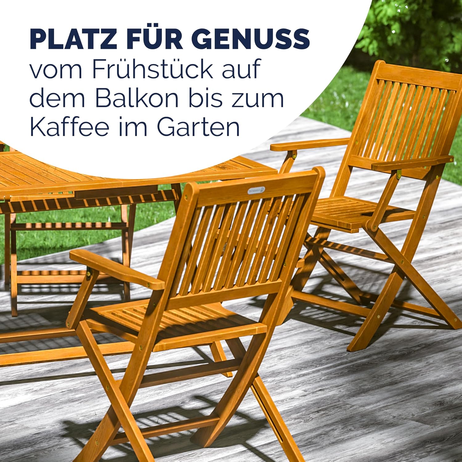 Thumbnail 6 de Casaria Balkonmöbel-Set 3-tlg. aus Akazienholz (für 2 Personen), wetterfest, klappbar, FSC-zertifizierte Stühle