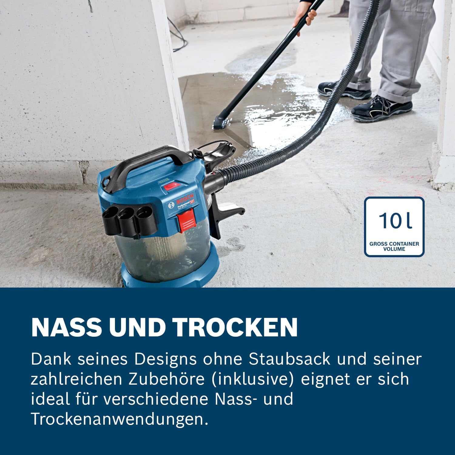 Thumbnail 4 de Bosch Professional 18V System Industriestaubsauger GAS 18V-10 L inkl. Zubehör (ohne Akku/Ladegerät)