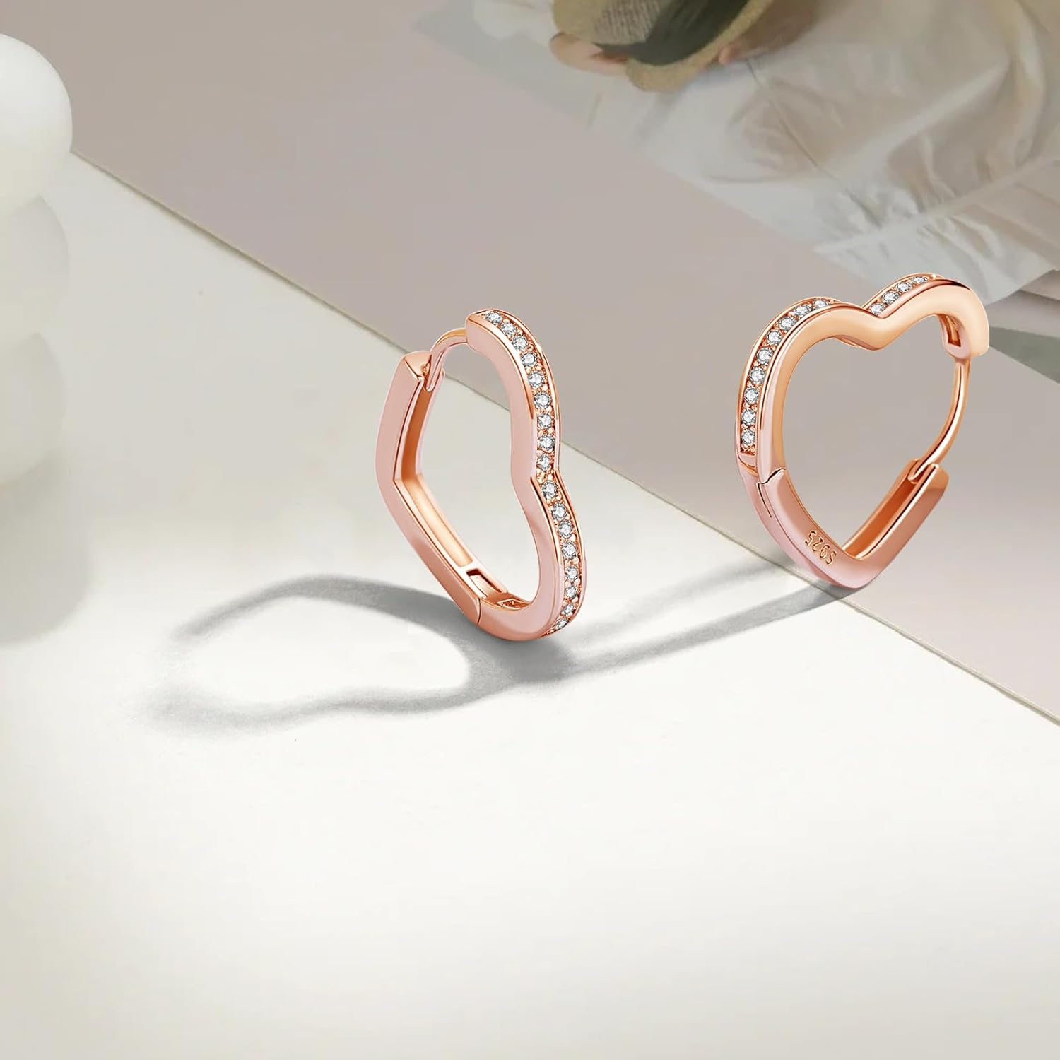 Thumbnail 2 de Estrellique 925 Sterling Silver Hoop Earrings with Zirconia – Geometric Heart/Star/Triangle Shapes