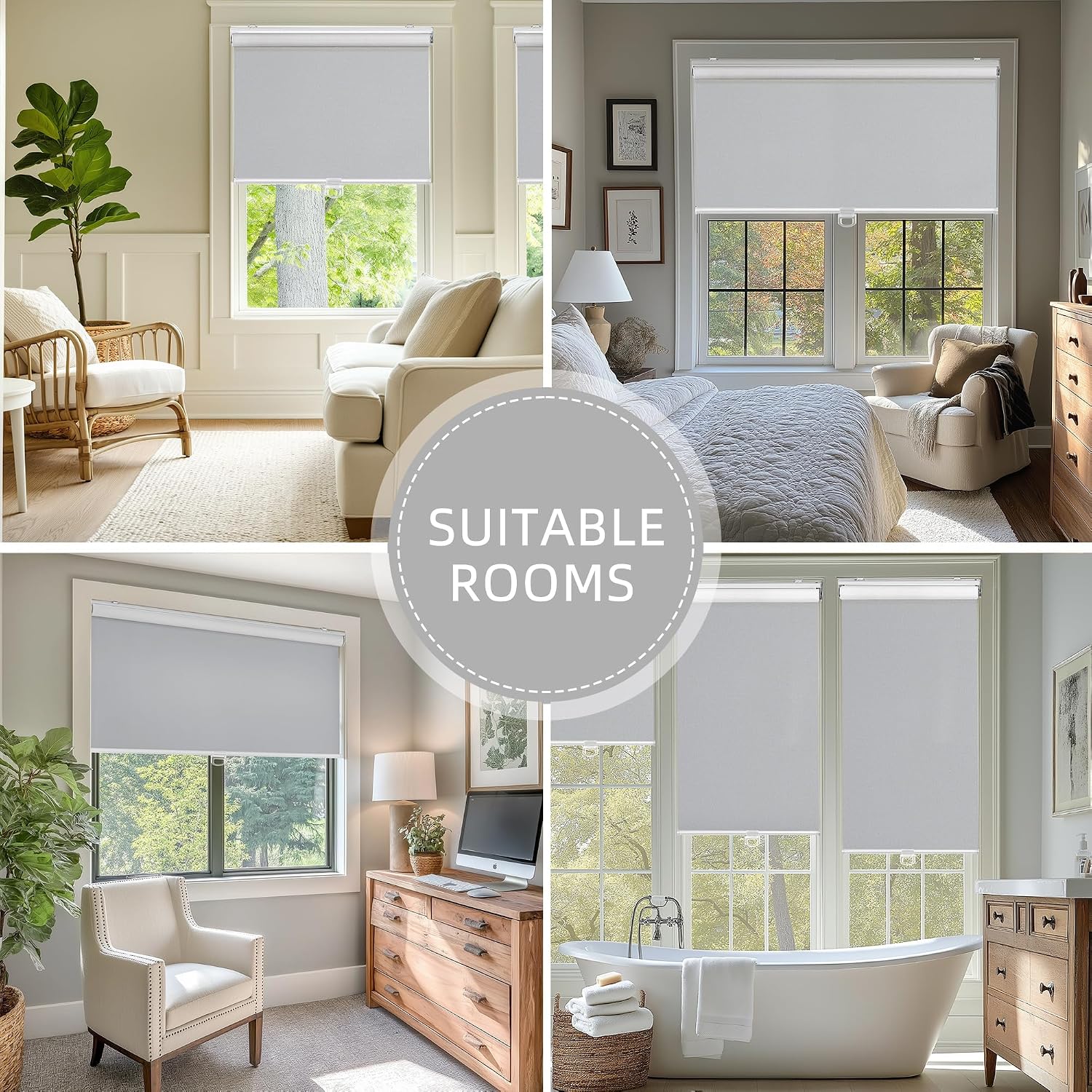 Thumbnail 6 de ChrisDowa Cordless Blackout Roller Shades (33" W x 72" H) in Grey