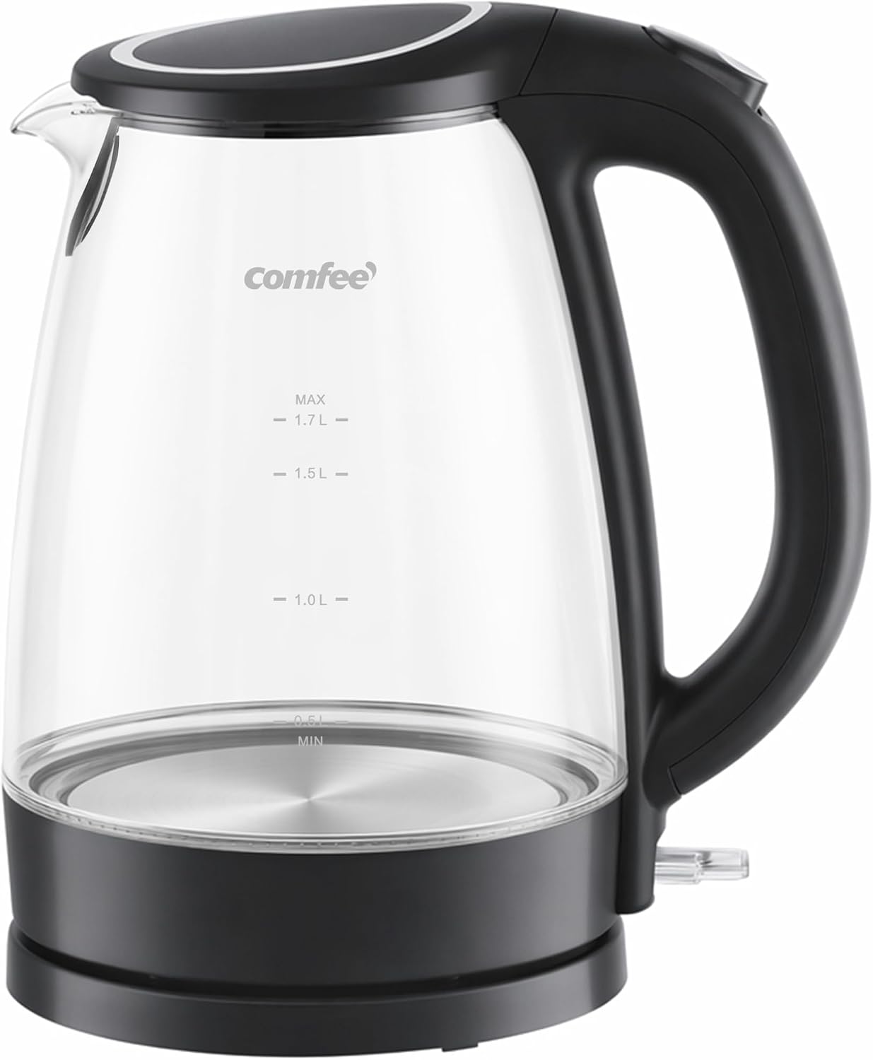 Detalle 2 de COMFEE' 1.7L Electric Kettle with LED Indicator, 1500W, Glass Boiler — Fast Boil & BPA Free