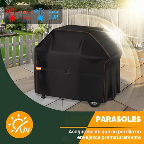 Detalle de Enzeno Cubierta para Barbacoa Resistente a la Intemperie 145x61x120 cm – Negro
