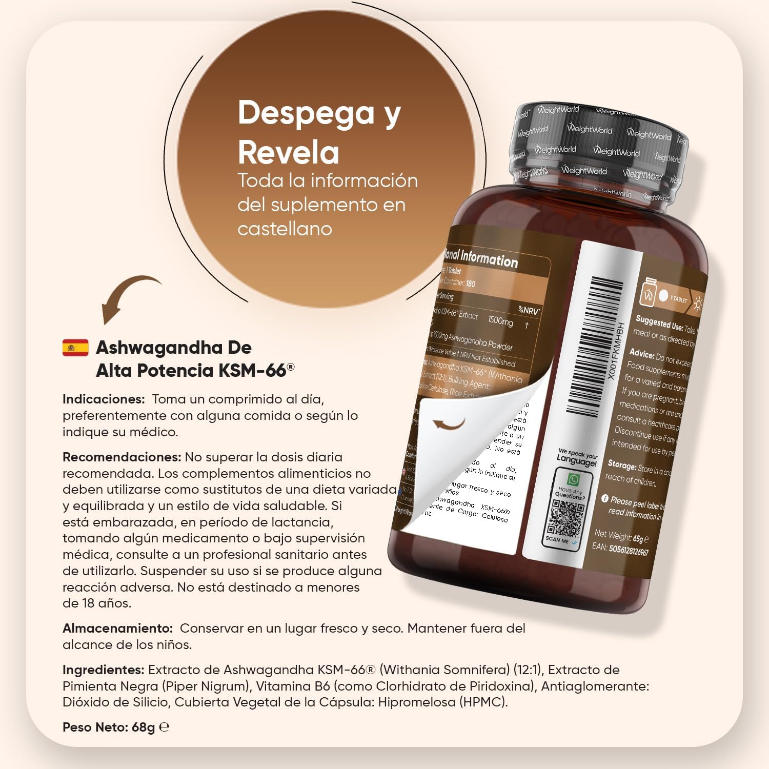 Thumbnail 4 de WeightWorld Ashwagandha KSM-66 1500mg