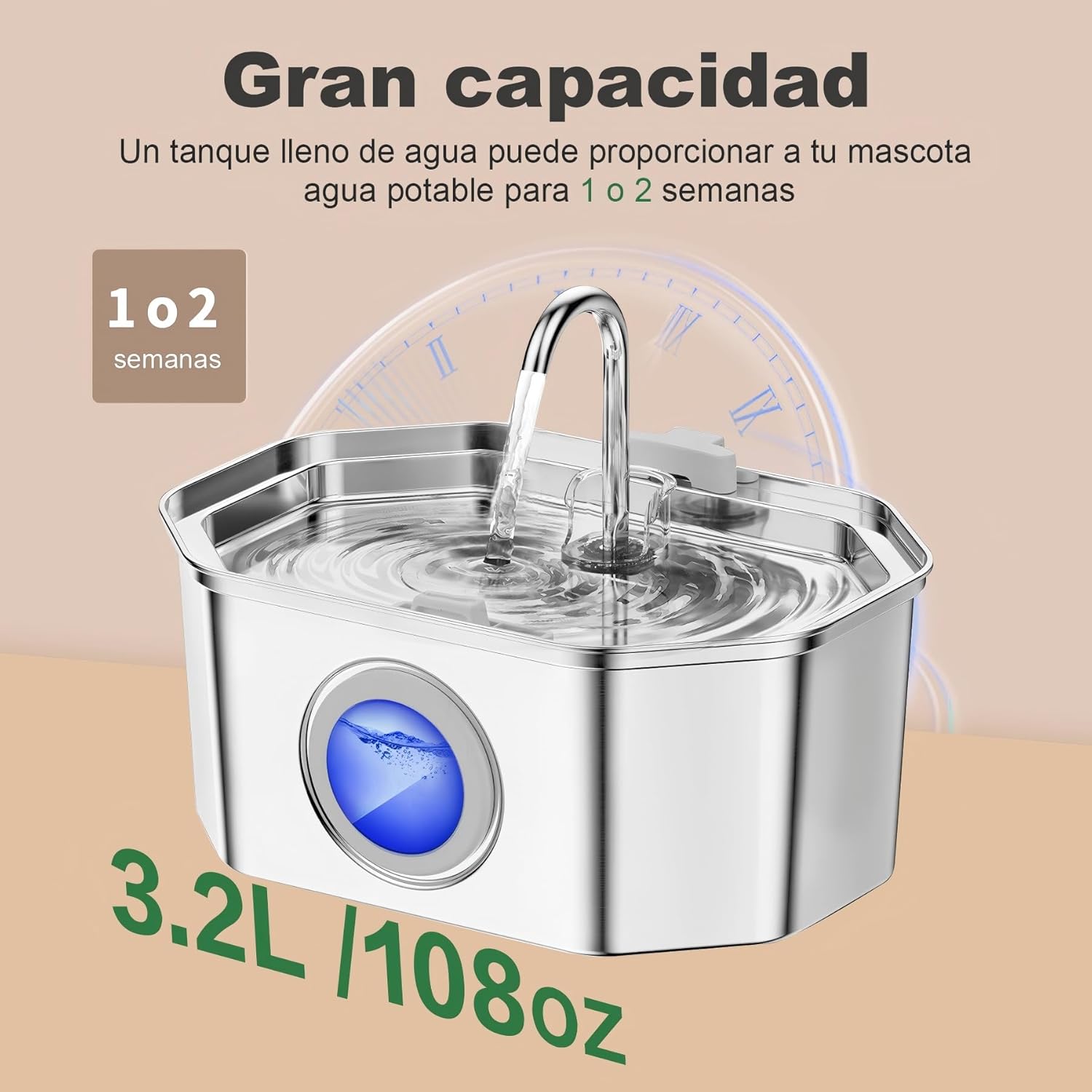 Detalle 2 de APAUk 3.2L Fuente para Gatos Acero Inoxidable