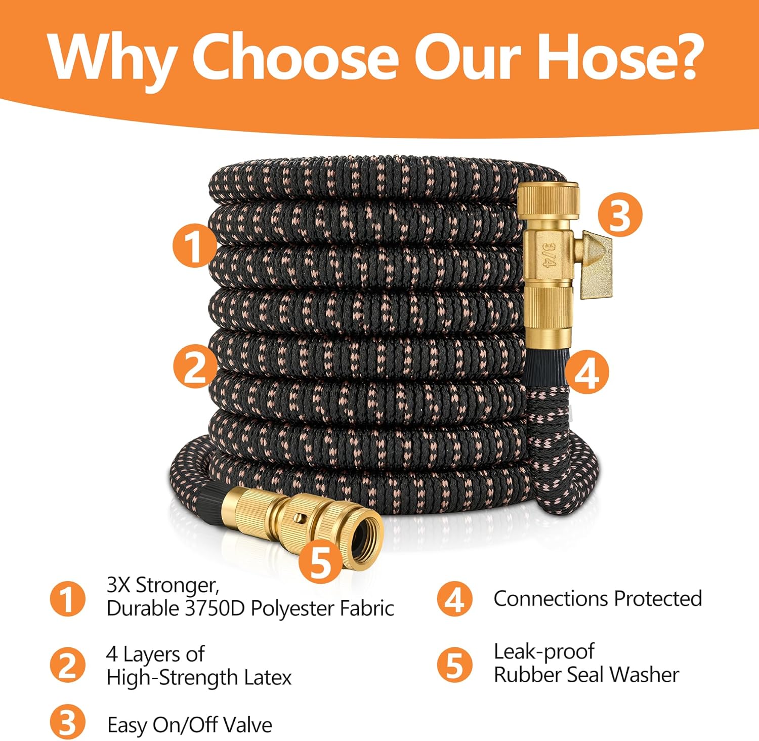 Thumbnail 1 de Expandable Garden Hose Pipe 100FT (30m) with 10-Function Spray Gun – BlackGold
