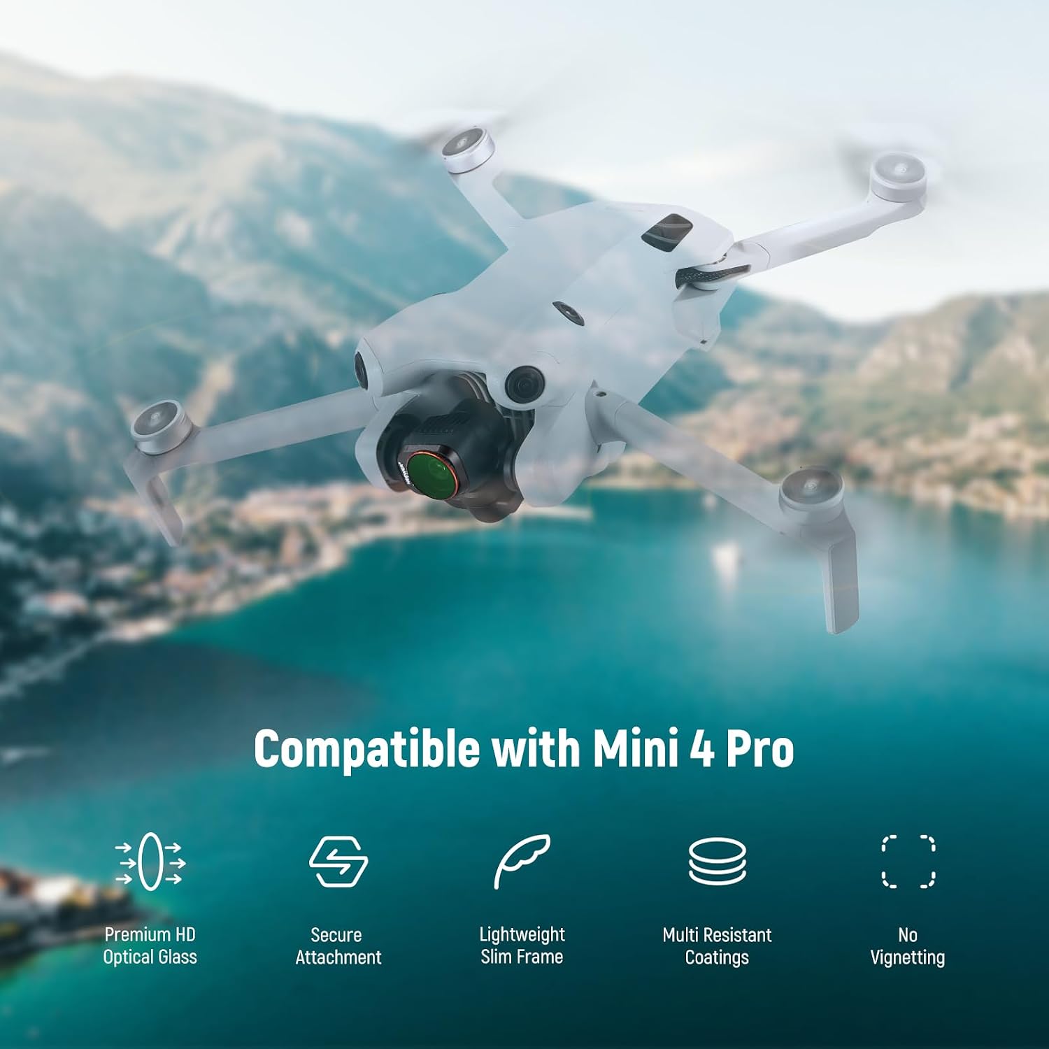 Detalle 2 de NEEWER Kit de 4 filtres ND + CPL pour DJI Mini 4 Pro (ND16, ND64, ND256) avec chiffons de nettoyage