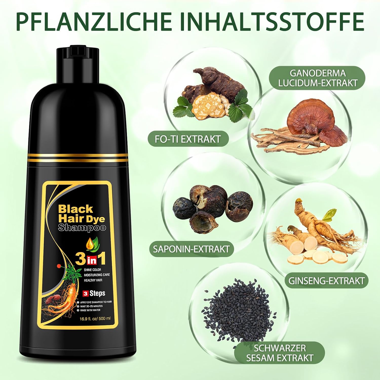 Detalle de Black Hair Dye Haarfärbeshampoo 500 ml