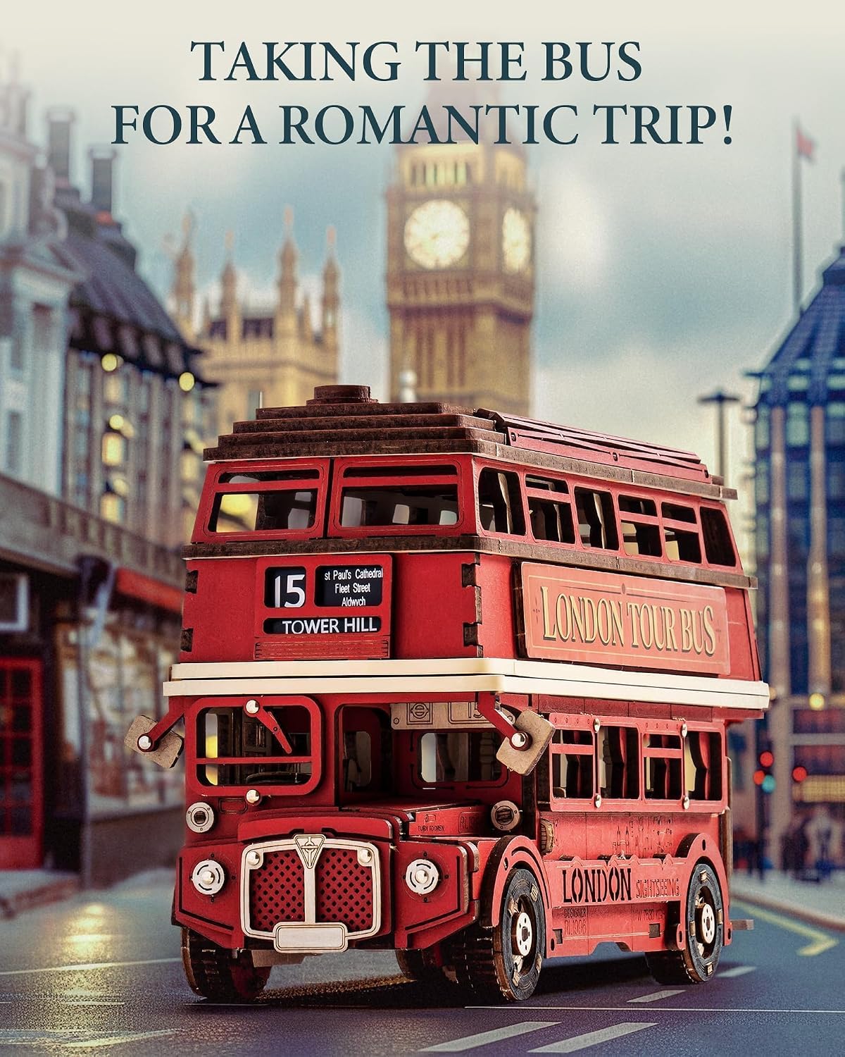 Thumbnail 3 de ROWOOD Puzzle 3D in Legno Bus Turistico Di Londra – Kit da Costruire per Adulti, Regalo Creativo FSC