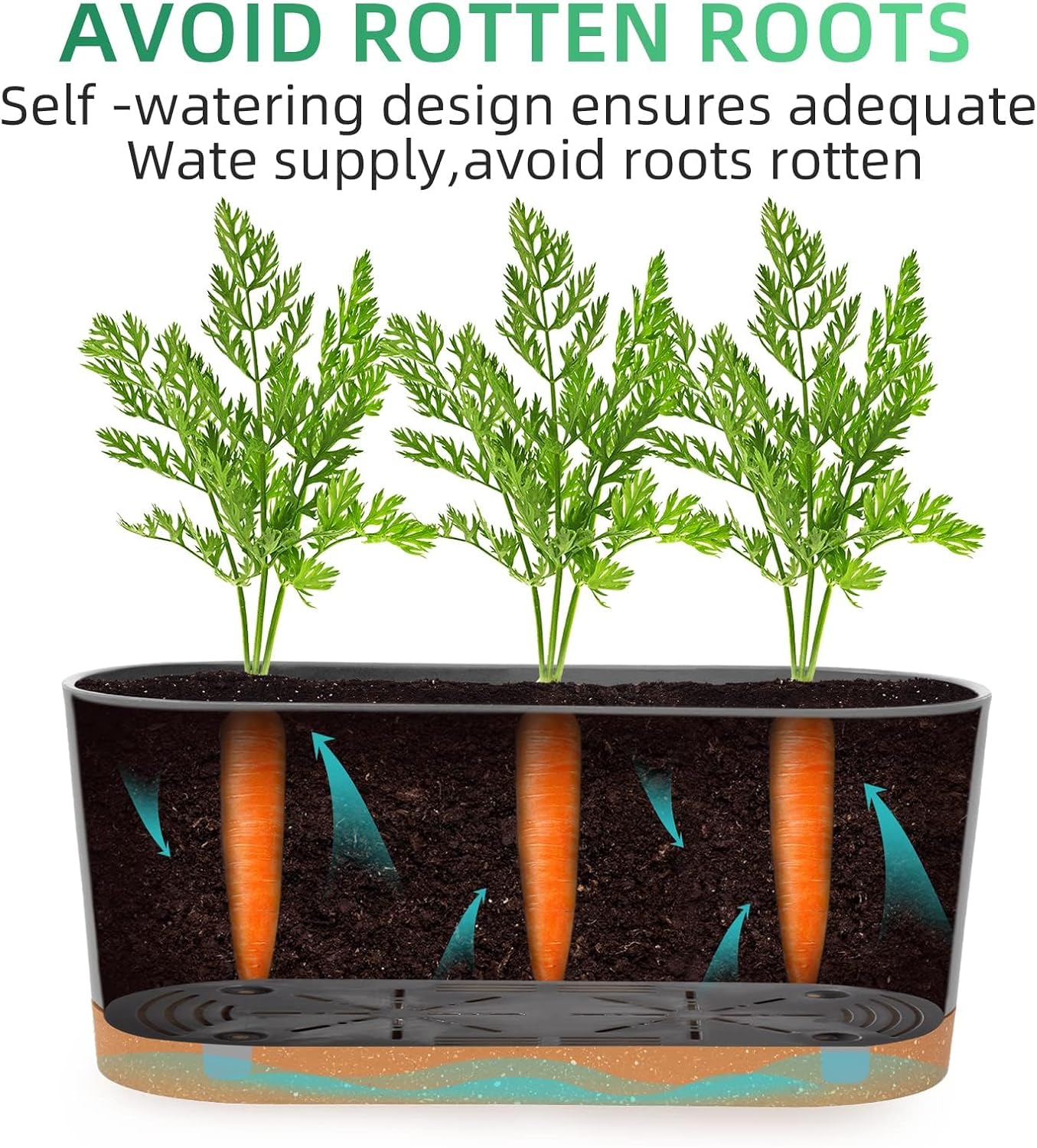 Thumbnail 3 de QCQHDU 40.6x19.3x17.8cm Window Planter Box 2 Pack — Self-Watering, Light Grey