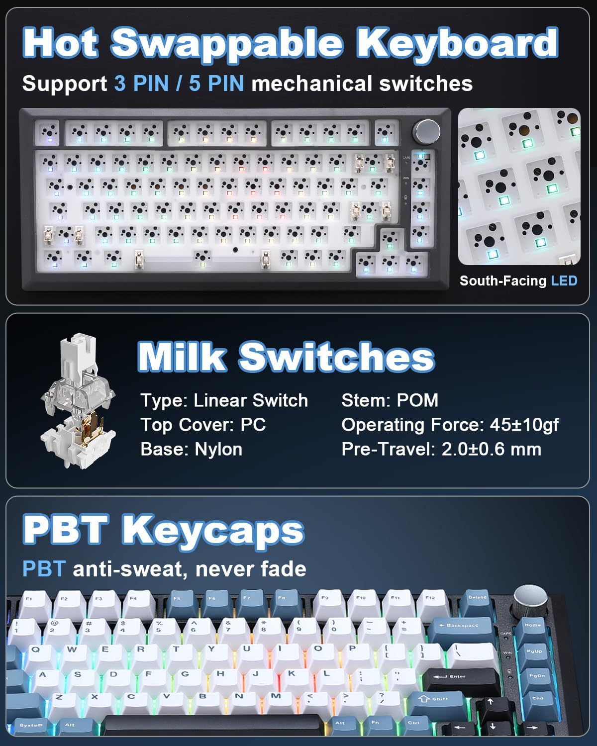 Thumbnail 5 de MIKIBY Y75 75% Gasket Wireless Mechanical Keyboard ⌨