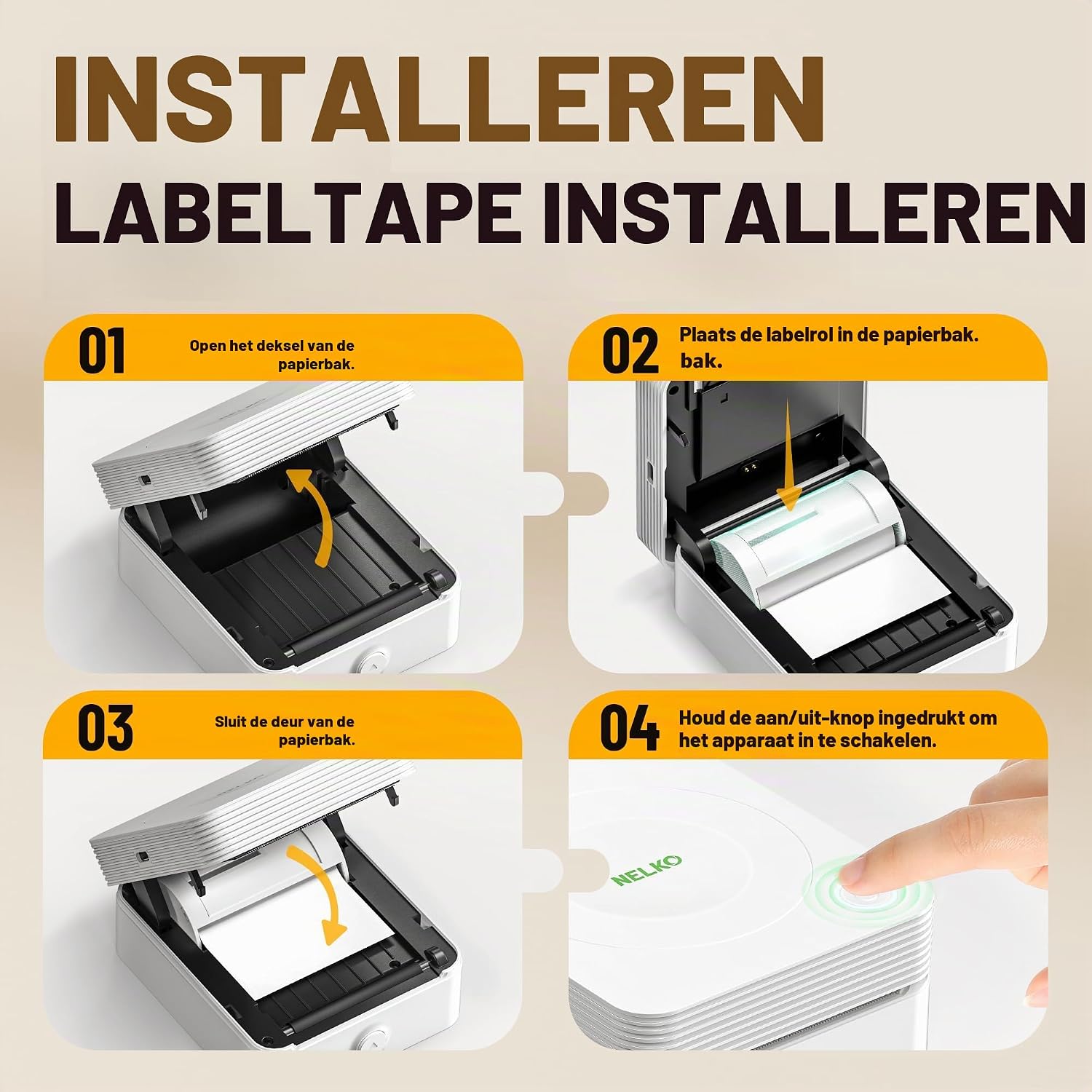 Detalle de Nelko thermische printerstickers voor PM230, 54 mm x 3,5 m, 3 rollen