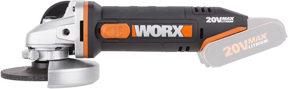 Detalle 2 de WORX WX800.9 smerigliatrice angolare a batteria 20V (solo corpo macchina) con impugnatura antivibrazione