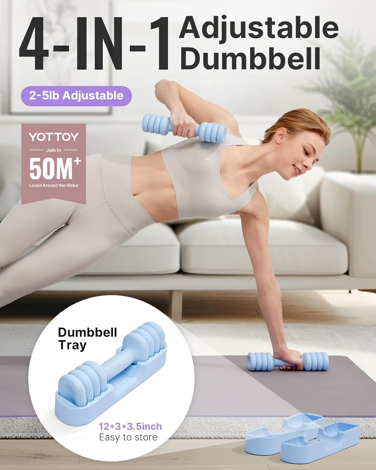 Detalle 2 de YOTTOY Adjustable Dumbbell Set 2–5 lb 🏋