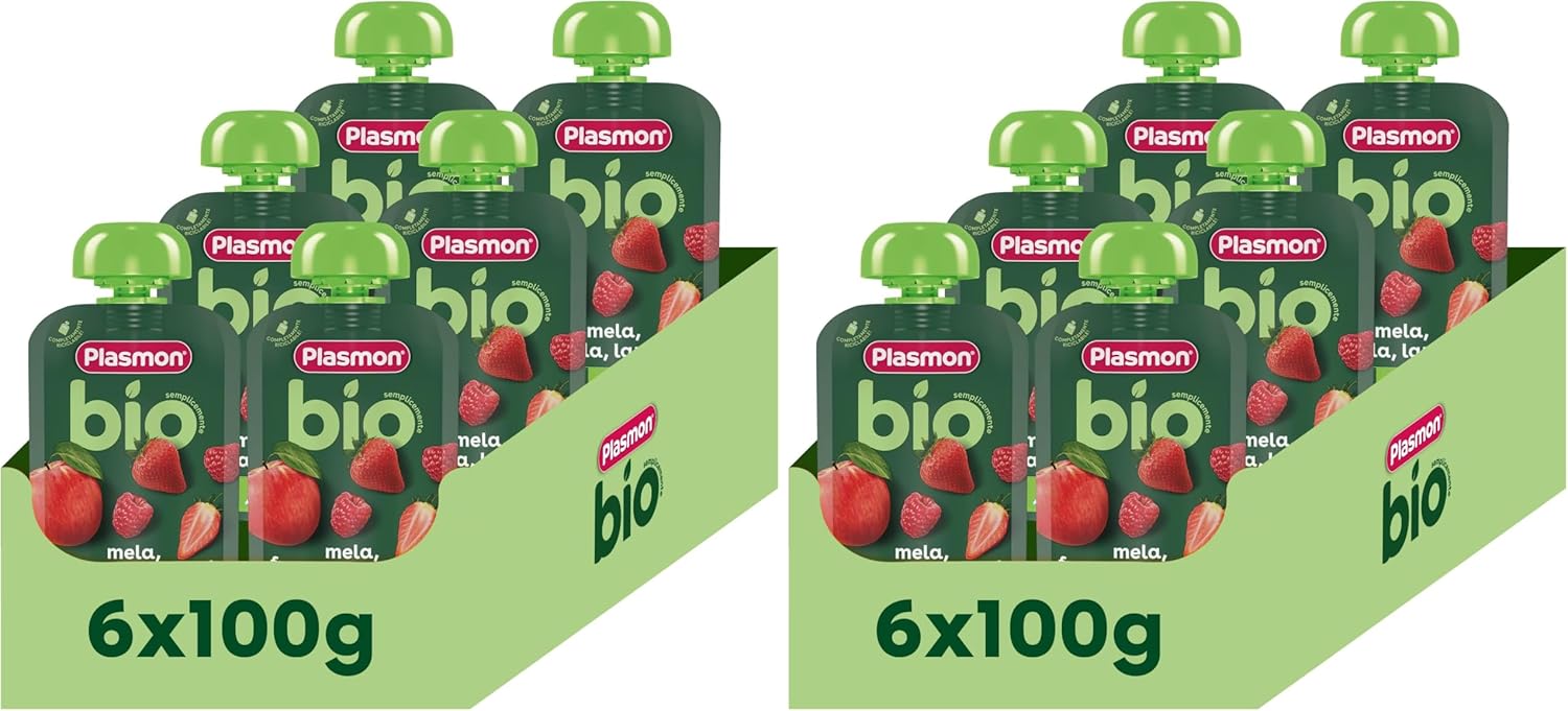 Thumbnail 4 de Plasmon BIO Pouch Mela Fragola Lampone 100g (6 pezzi) – the BIO fruit puree snack